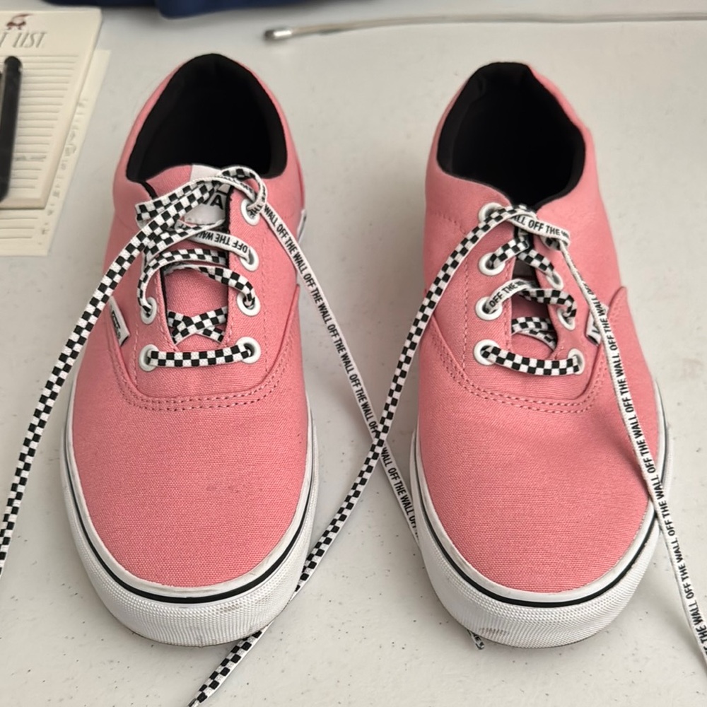 Vans Pink and Black Canvas Sneakers